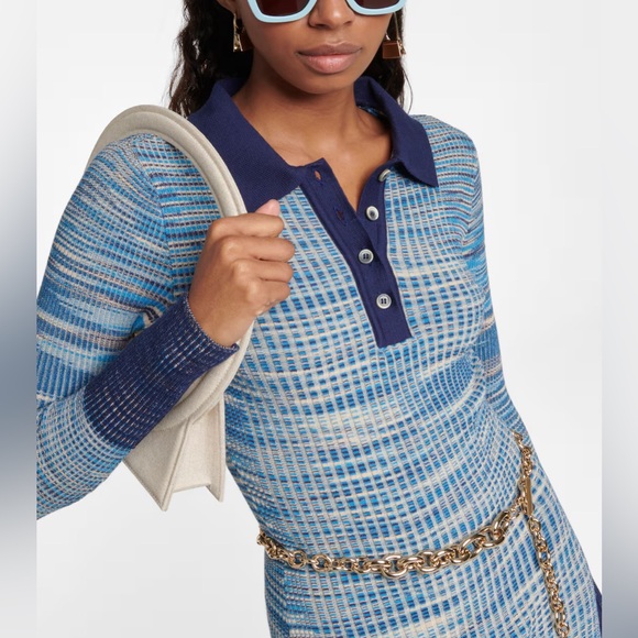 Jacquemus La Robe Zucca Striped Midi Dress in Multi-Blue Size 40 - Picture 4 of 5